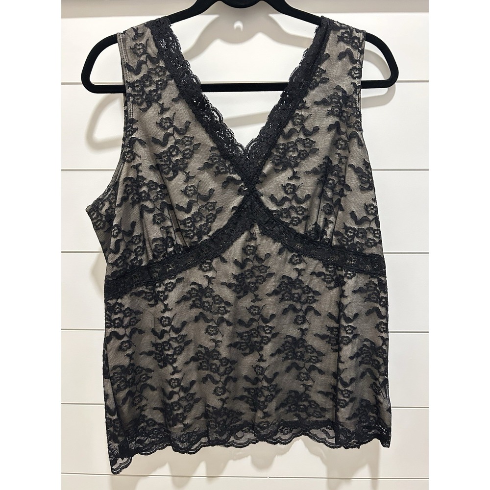 Worthington Y2K Lace Babydoll Tank‎ Top Womens 1X Dainty Fairy Romantic Goth